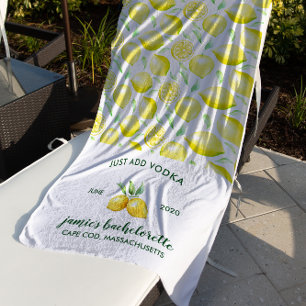 Lemon Print   Citrus Bachelorette Weekend Beach Towel