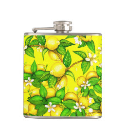 Lemon print on yellow flask