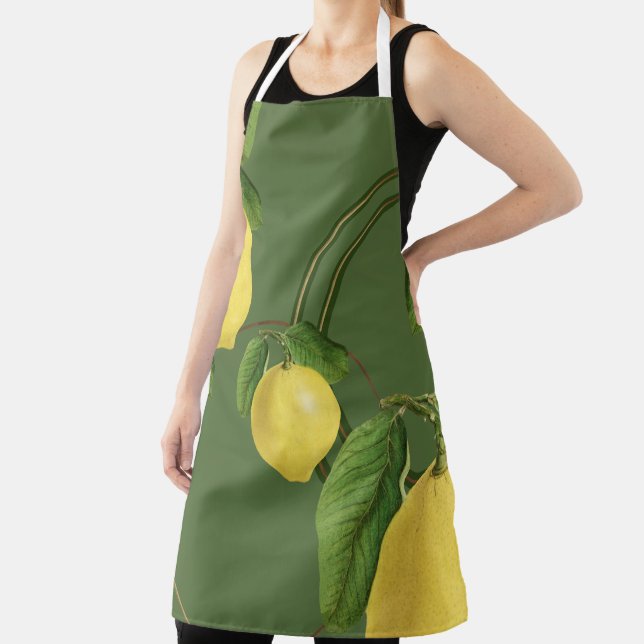 Lemon Print Pattern | Green Apron (Insitu)