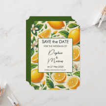 Lemon Print Save the Date Wedding Invitation