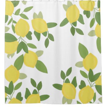 Lemon Print Shower Curtain by coffeecatdesigns at Zazzle