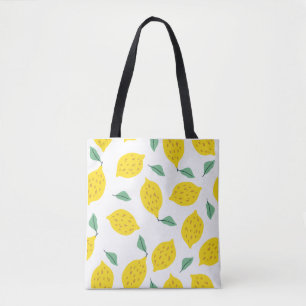 Lemon Print Tote Bag Summer Fruit Bag Reusable