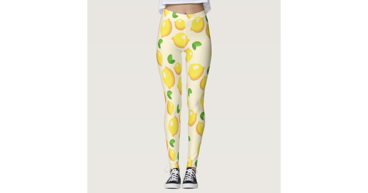 Lemon Leggings, Summer Leggings, Printed Leggings, Leggings for