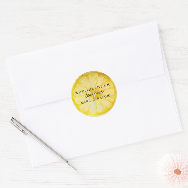 Lemon Quote Classic Round Sticker (Envelope)