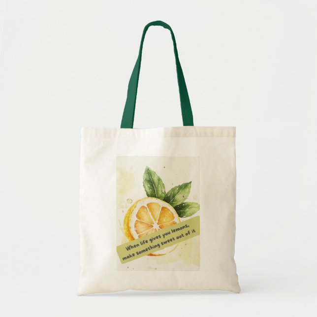 Lemon Quote Tote Bag – Fresh & Inspirational (Front)