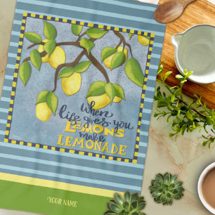 Lemon Quote Your Name Striped Stylish Kitchen Towel