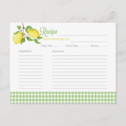 Lemon Recipe Cards _ Bridal Shower Recipe Cards