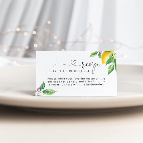 Lemon Recipe for the bride to be Enclosure Card