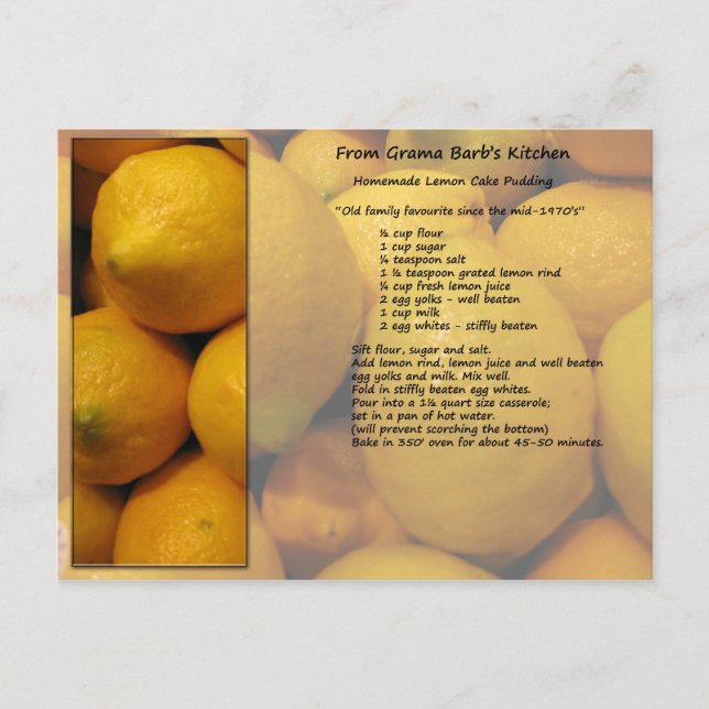 Lemon Recipe Postcard (Front)