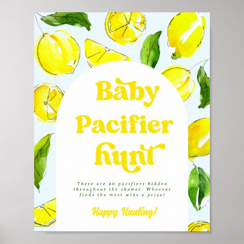 Lemon Retro Baby Pacifier Hunt Shower Games Poster