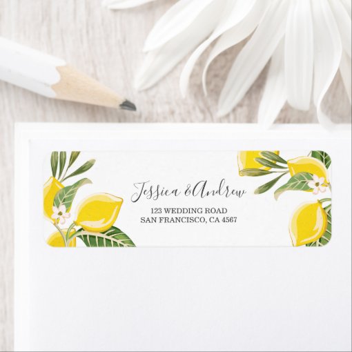 Lemon Return Address Label Foliage Citrus Bohomian Zazzle