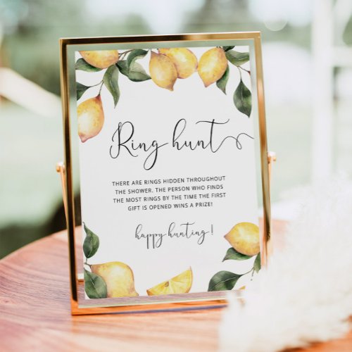 Lemon ring hunt bridal shower game poster