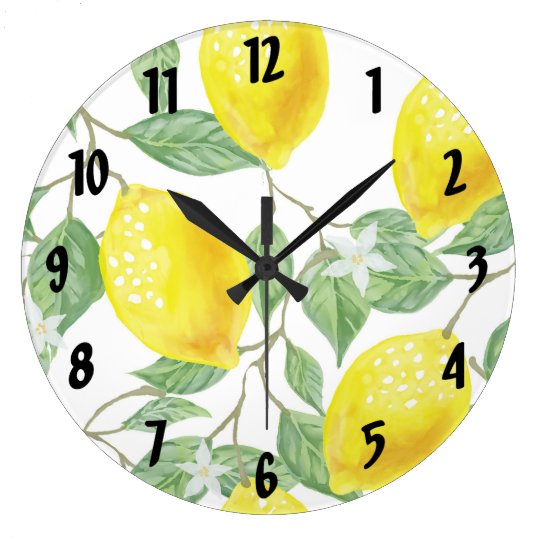 Lemon Round Kitchen Clock | Zazzle.com