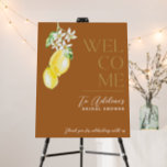 Lemon Rust Main Squeeze Bridal Shower Welcome Foam Board<br><div class="desc">Complete the look for your mani squeeze bridal shower theme with this welcome sign. Featuring a minimalist lemon,  flower and leaves bunch along with the word welcome in chic typography in golden color</div>
