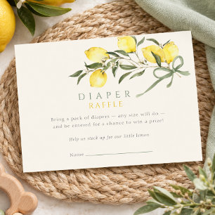 Lemon Sage Bow Diaper Raffle Baby Shower Enclosure Card