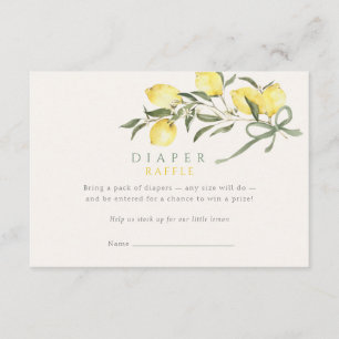Lemon Sage Bow Diaper Raffle Baby Shower Enclosure Card