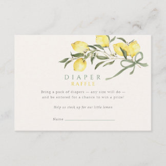 Lemon Sage Bow Diaper Raffle Baby Shower Enclosure Card
