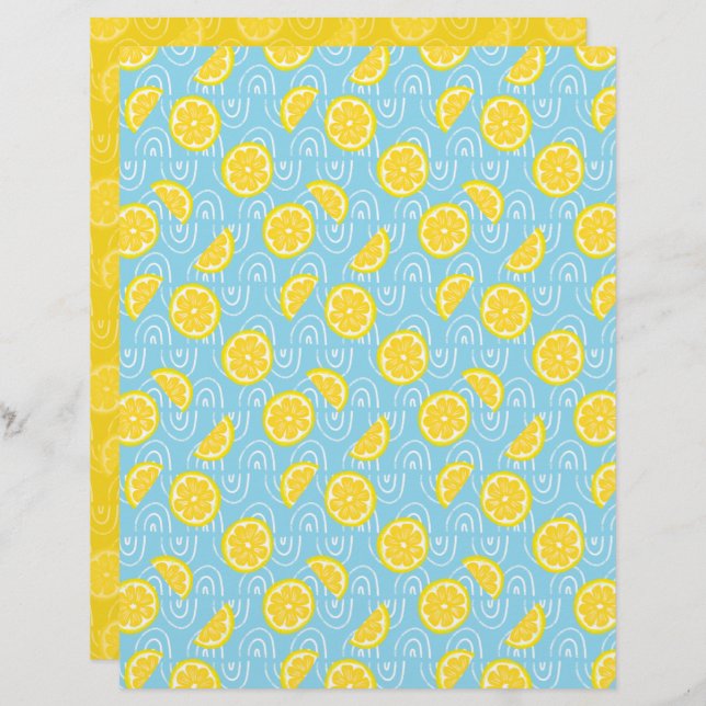 Lemon Scrapbook Paper (Front/Back)