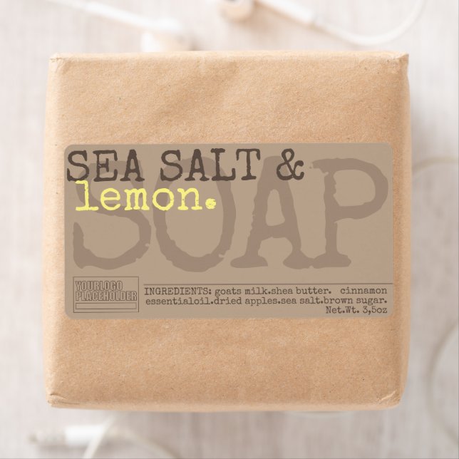 Lemon Sea Salt Soap Professional Product Packaging Label (Insitu)