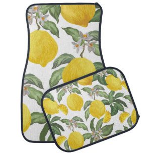 Lemon seamless vintage pattern. Tropical fruit bac Car Floor Mat