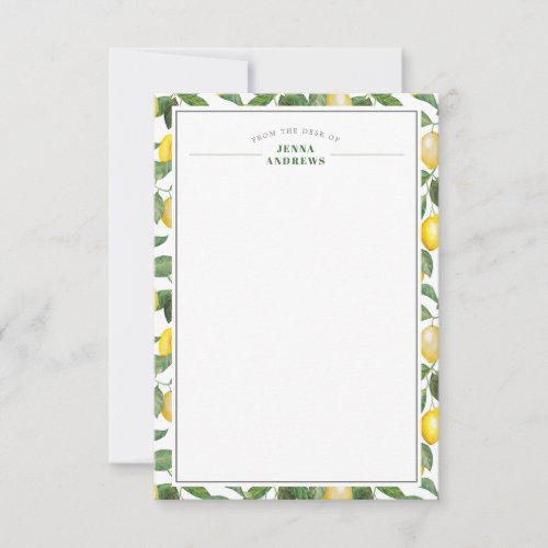 Lemon Season  Desk Correspondence Note Card