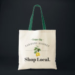 Lemon Season | Farmers Market | Shop Local Tote Bag<br><div class="desc">Take pride in supporting and getting the very best fruits and veggies from your local farmers market.

 This customizable tote bag features a vibrant yellow lemon centered along with a spot for your local farmers market city name. Towards the bottom is a simple statement that says "shop local."</div>