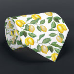 Lemon Season | Neck Tie<br><div class="desc">The prime season of a lemon harvest is from late winter to early summer.  However,  you can celebrate the delight of a citrus bloom all year round with this custom necktie.  

 It features a vibrant yellow and green lemon pattern.</div>