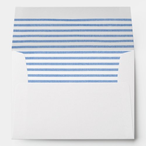 Lemon Seersucker White Blue Stripes Return Address Envelope