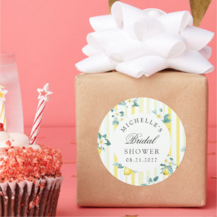 Lemon Shabby Chic Vintage Floral Bridal Shower Classic Round Sticker