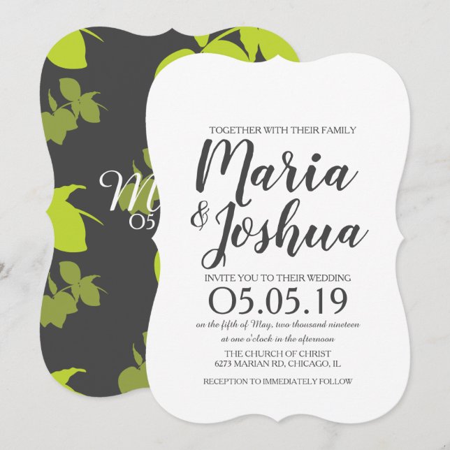 Lemon Shadow Citrus Wedding Lime Invitation (Front/Back)
