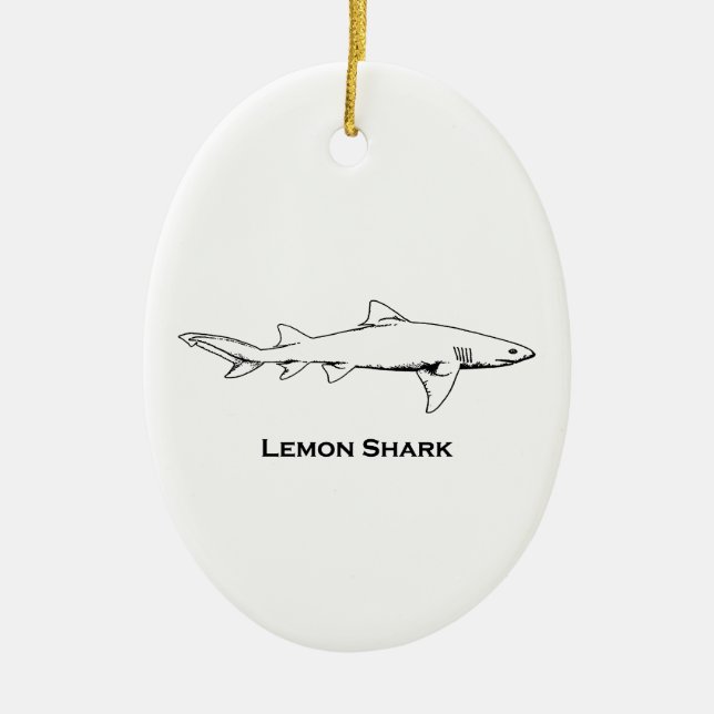 Lemon Shark Illustration Ceramic Ornament (Front)