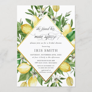 Lemon She Found Her Main Squeeze Bridal Shower Invitation