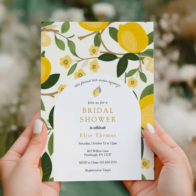 Lemon She Found Her Main Squeeze Bridal Shower Invitation | Zazzle