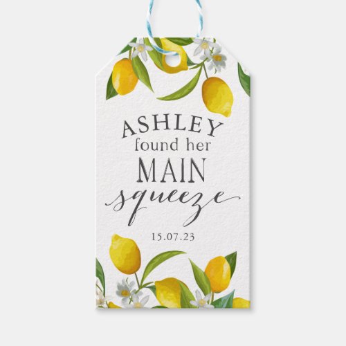 Lemon she found her main squeeze favor bag gift tags