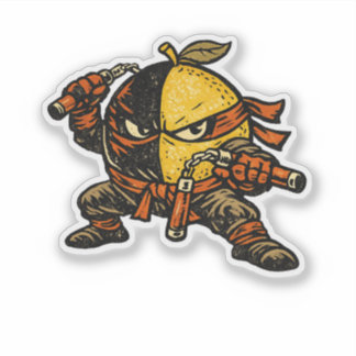 Lemon Shinobi — Funny Citrus Ninja Warrior Vintage Sticker