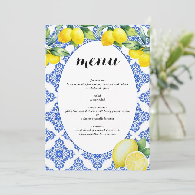 Lemon Shower Menu (Standing Front)
