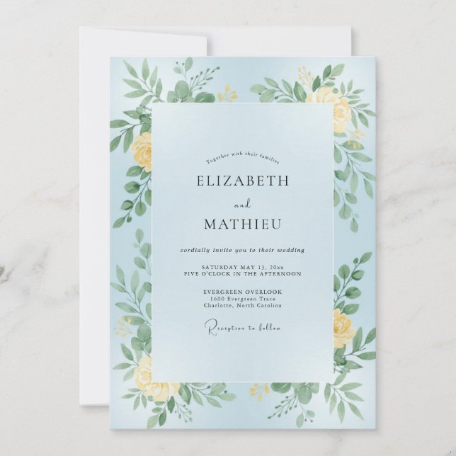 Lemon Sky Blossom Wedding Invitation (Front)