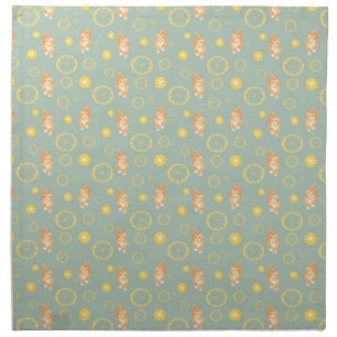 lemon slice and cat pattern cloth napkin