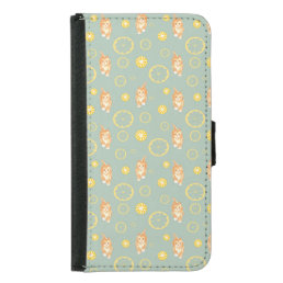 lemon slice and cat pattern samsung galaxy s5 wallet case
