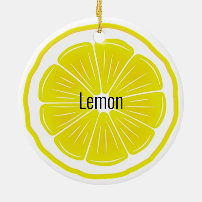 Lemon Slice Citrus Ceramic Ornament (Back)