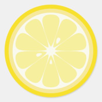 Lemon Slice Classic Round Sticker by NovotnyDesigns at Zazzle