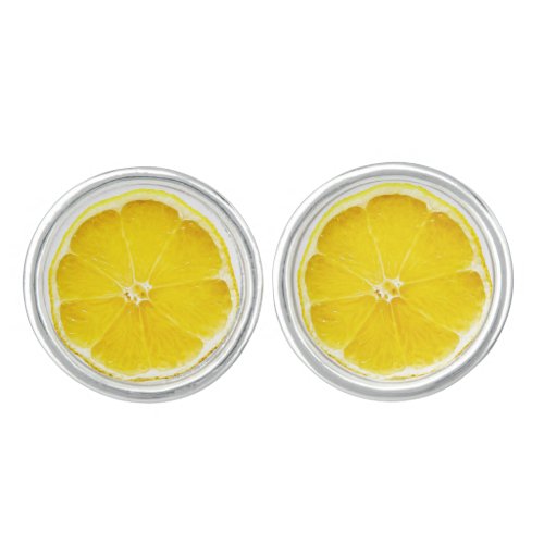 Lemon Slice Cufflinks Silver Plated