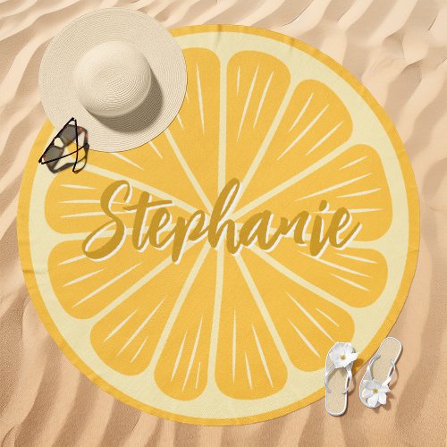 Lemon Slice Custom Name Beach Towel