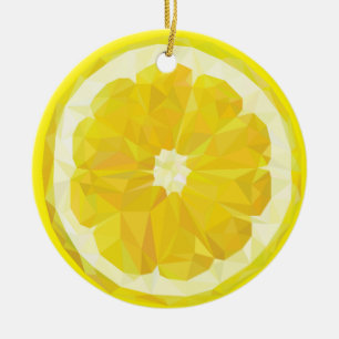 Lemon Slice Geometric Design Fruit Ceramic Ornament