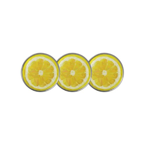 Lemon Slice Geometric Design Fruit Golf Ball Marker