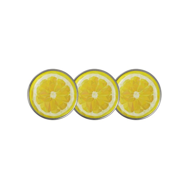 Lemon Slice Geometric Design Fruit Golf Ball Marker (3 Up)