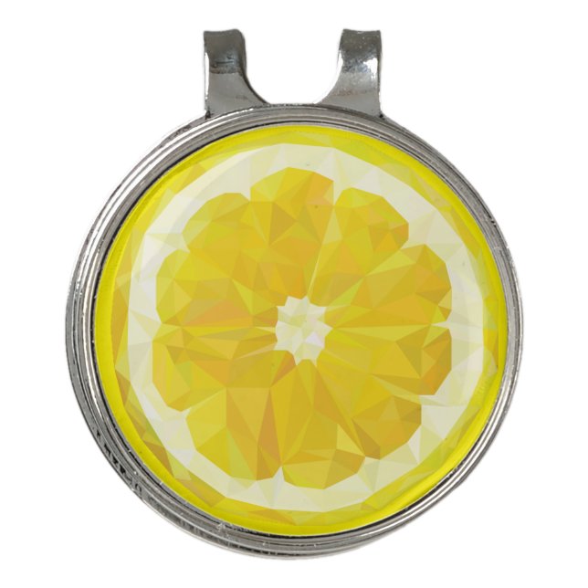 Lemon Slice Geometric Design Fruit  Golf Hat Clip (Front)