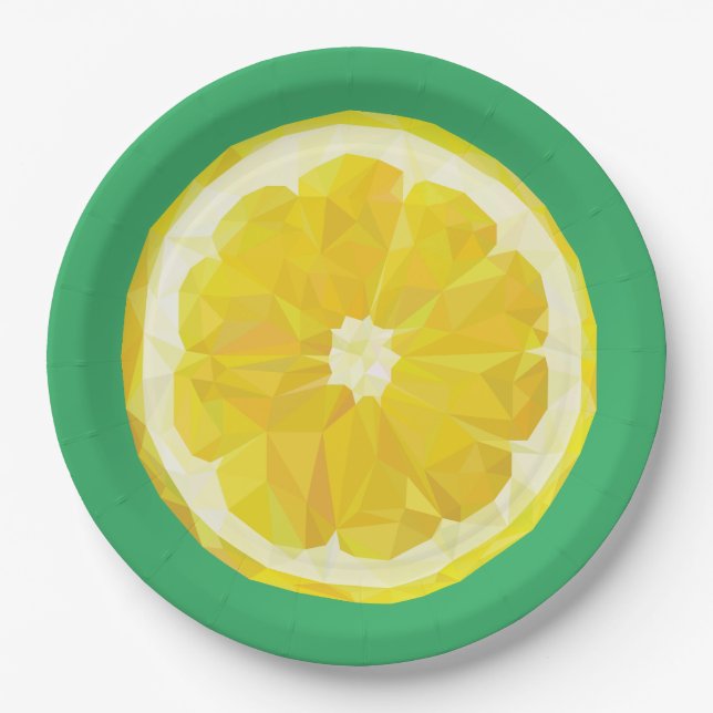 Lemon Slice Geometric Design Fruit Paper Plates (Front)