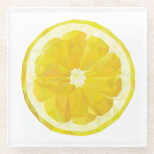 Lemon Slice Geometric Design  Glass Coaster