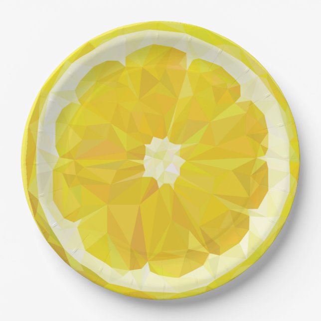 Lemon Slice Geometric Design  Paper Plates (Front)